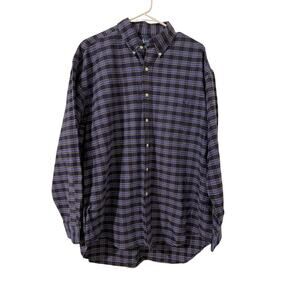 Vintage Ralph Lauren Men’s L Big Shirt Blue Green Long Sleeve Button Down Plaid